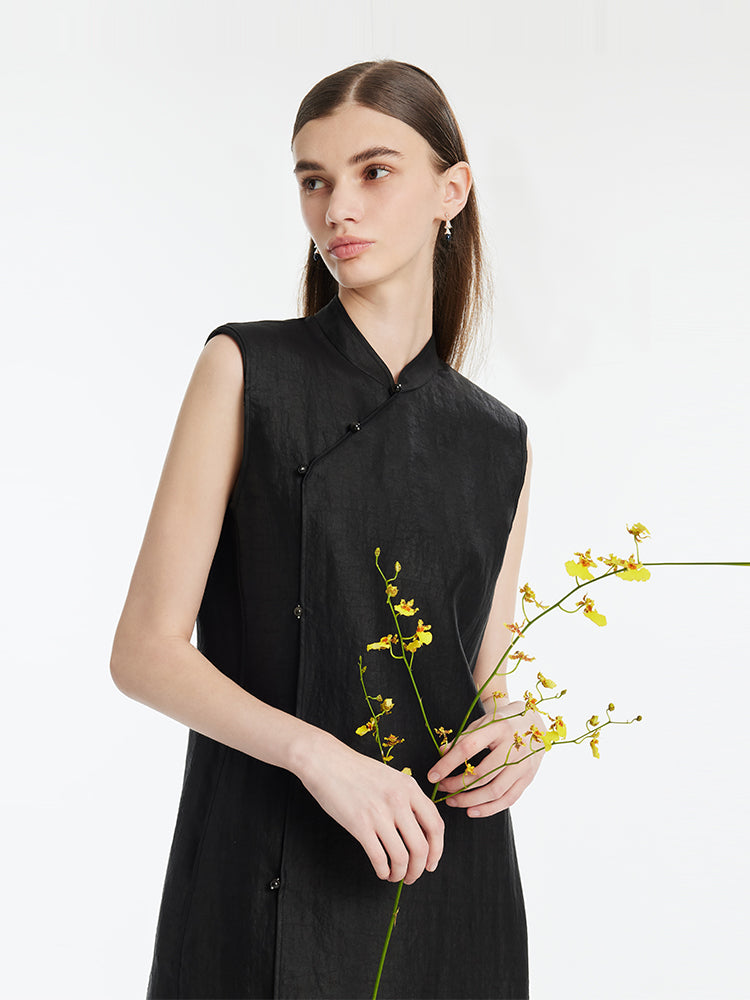 Xiang Yun Silk V-Neck Midi Dress