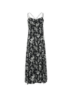 Camellia Print Spaghetti Strap Women Midi Dress GOELIA
