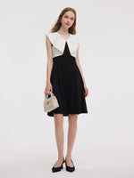 Color Block V-Neck Women Knit Mini Dress GOELIA