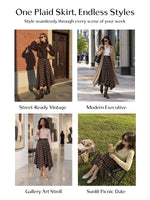 A-Line Plaid Women Skirt With Belt GOELIA