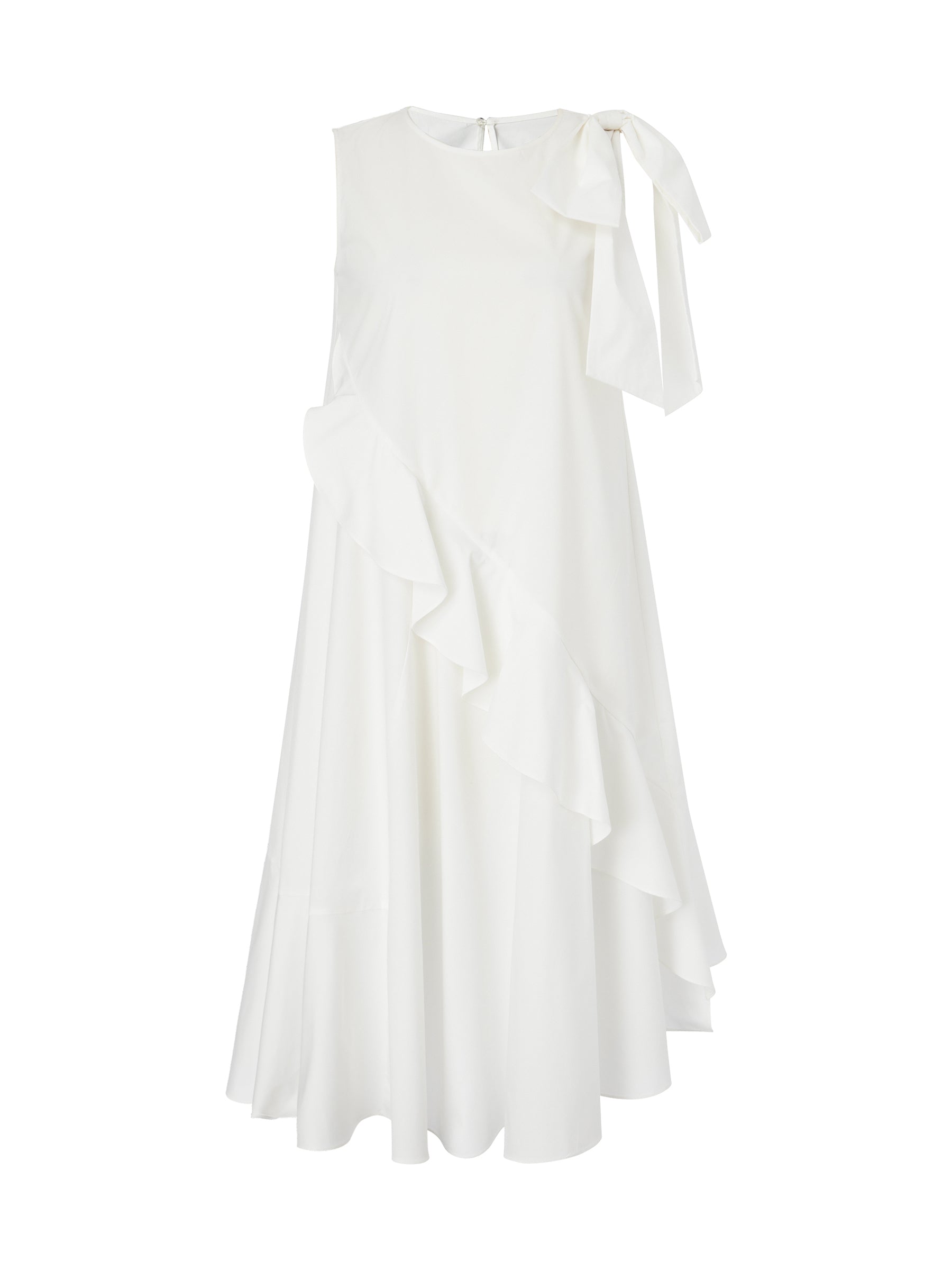 [Preview] Ruffle Sleeveless Women Maxi Dress With Detachable Bowknot GOELIA