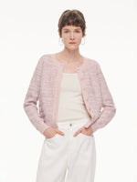Textured Round Neck Women Stretchy Cardigan GOELIA