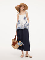 Linen Blend A-Line Women Culottes GOELIA