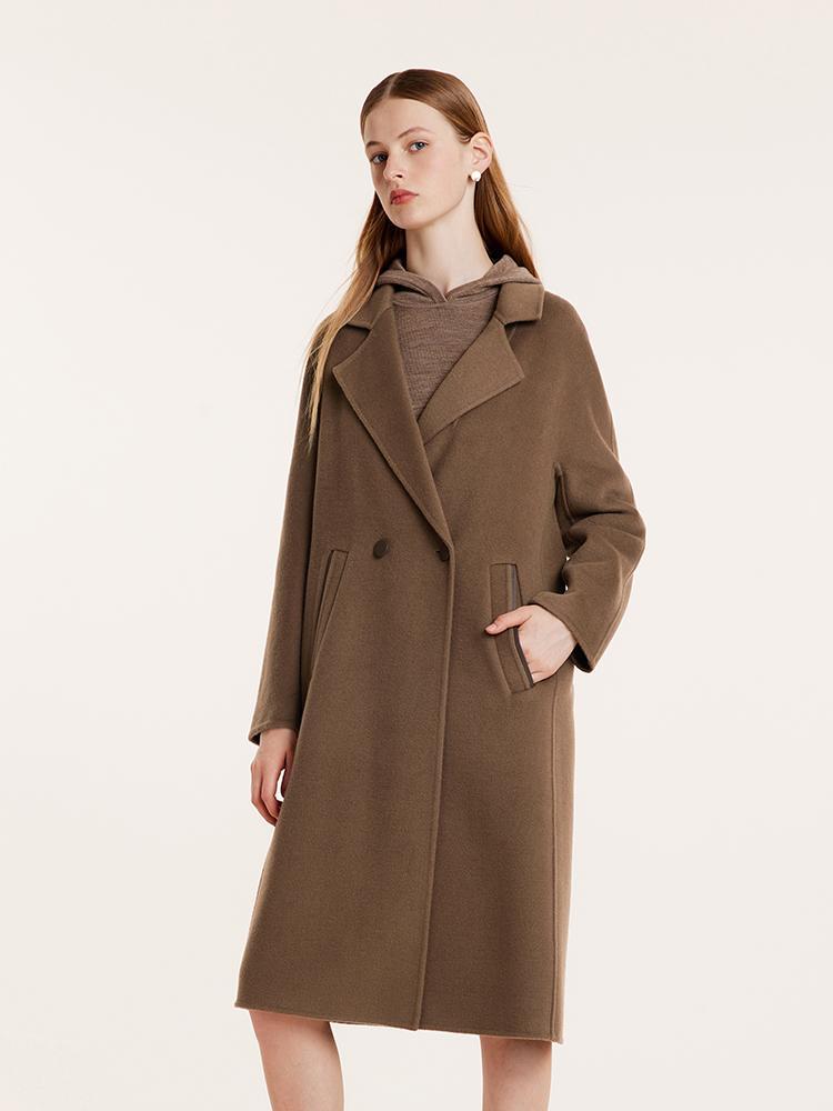 Coffee Tencel Wool Double-Faced Coat GOELIA