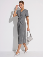 Twist Front V-Neck Women Knit Maxi Dress GOELIA