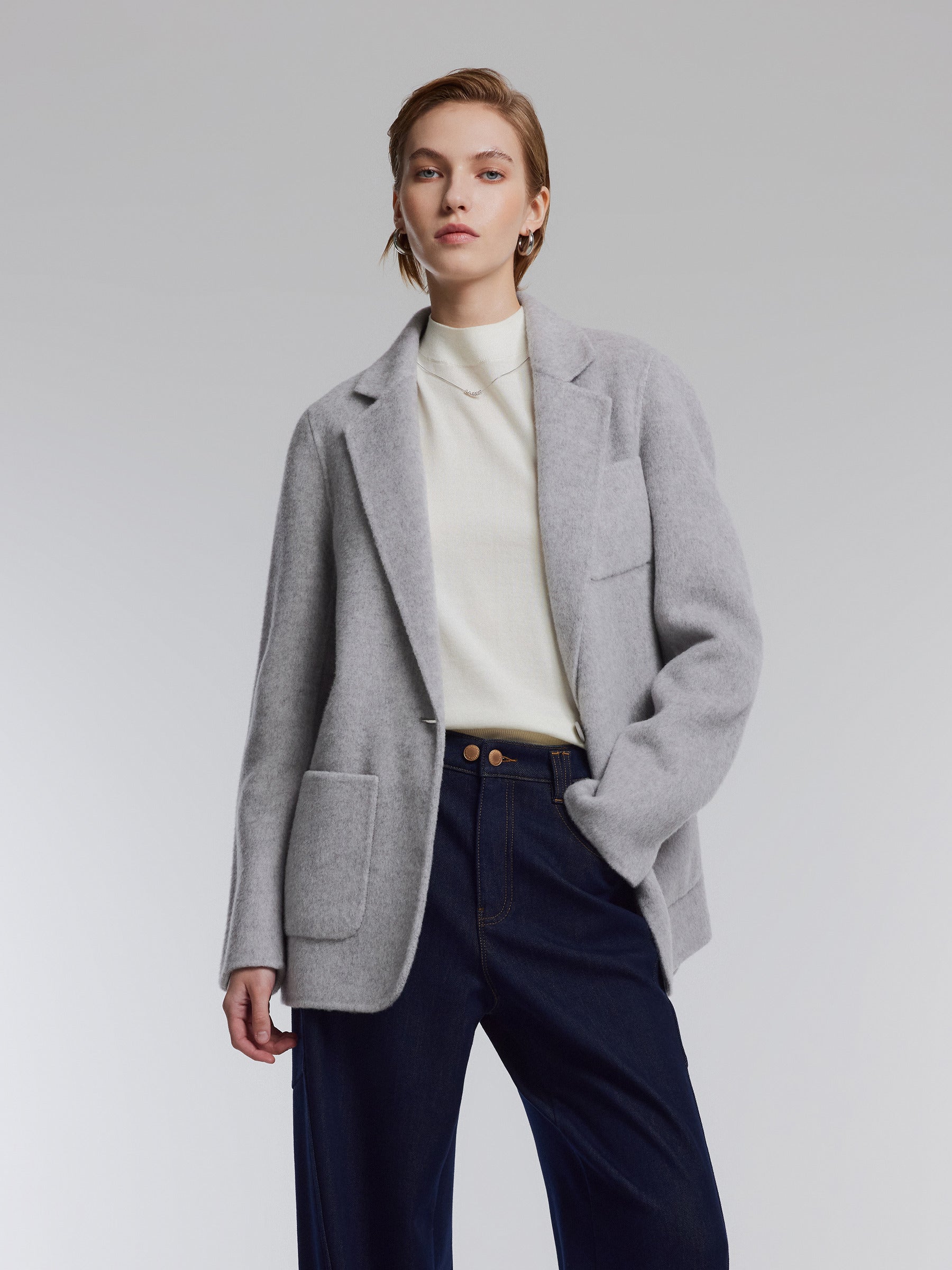 [Preview] Yak Silk Wool Blend Double-Faced Women Blazer GOELIA