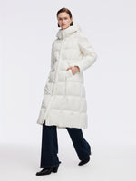 Drawstring Adjustable Waist Hooded Long Goose Down Coat GOELIA