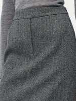 Washable Wool Women Column Midi Skirt GOELIA