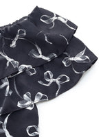 [Preview] Ribbon Print Tie Front Women Ruffle Blouse GOELIA