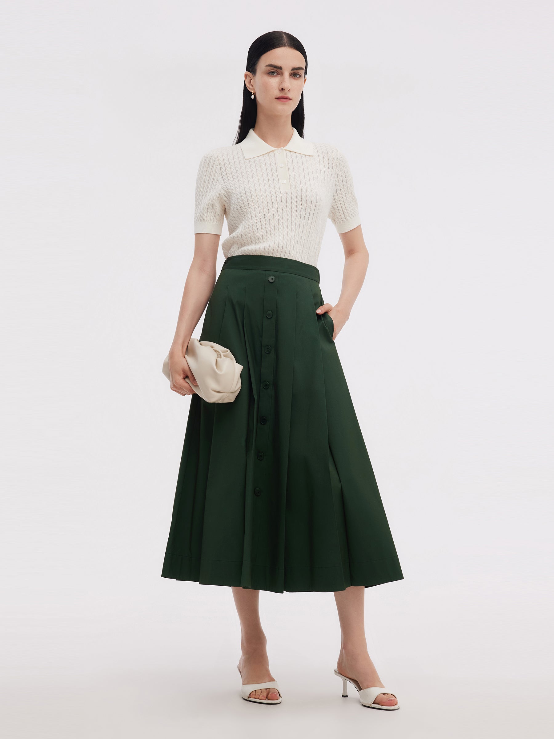 A-Line High-Waisted Women Pleated Skirt GOELIA