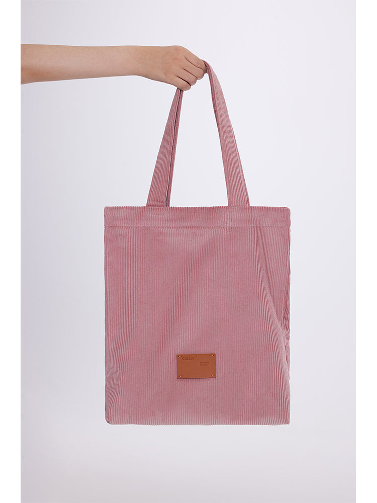 Pink Corduroy Tote Bag GOELIA