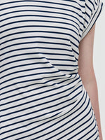 Striped Slit Ruched Women Midi Dress GOELIA