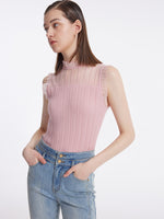 Tencel And Woolen Lace Ruffle Women Tank Top GOELIA