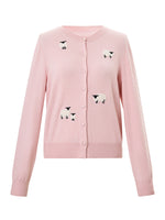 Textured Sheep Embroidered Women Cardigan GOELIA
