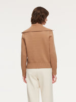 Lyocell Wool Blend Stripe Reversible Zip-Up Women Cardigan GOELIA