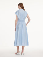 16.5MM Mulberry Silk Polka Dots Jacquard Women Maxi Shirt Dress GOELIA