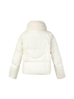 [Preview] Frog-Button Goose Down Cropped Jacket With Faux Fur Collar GOELIA
