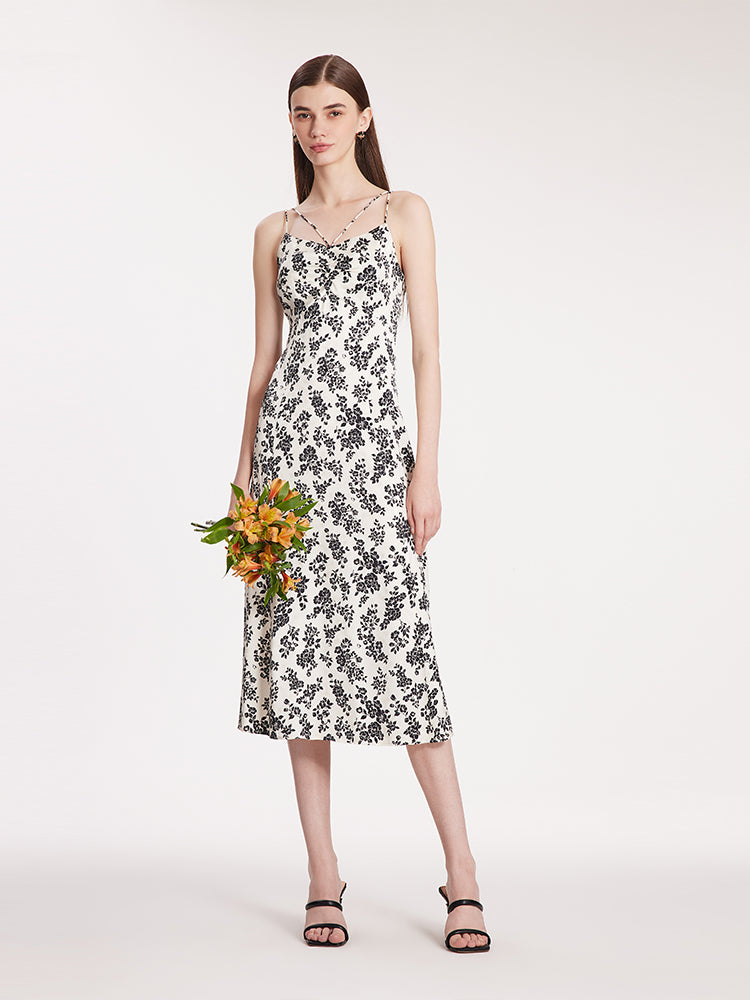 ADORA Printed Spaghetti Strap Midi Dress