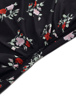 16MM Mulberry Silk Rose Print Women Qipao Midi Dress GOELIA