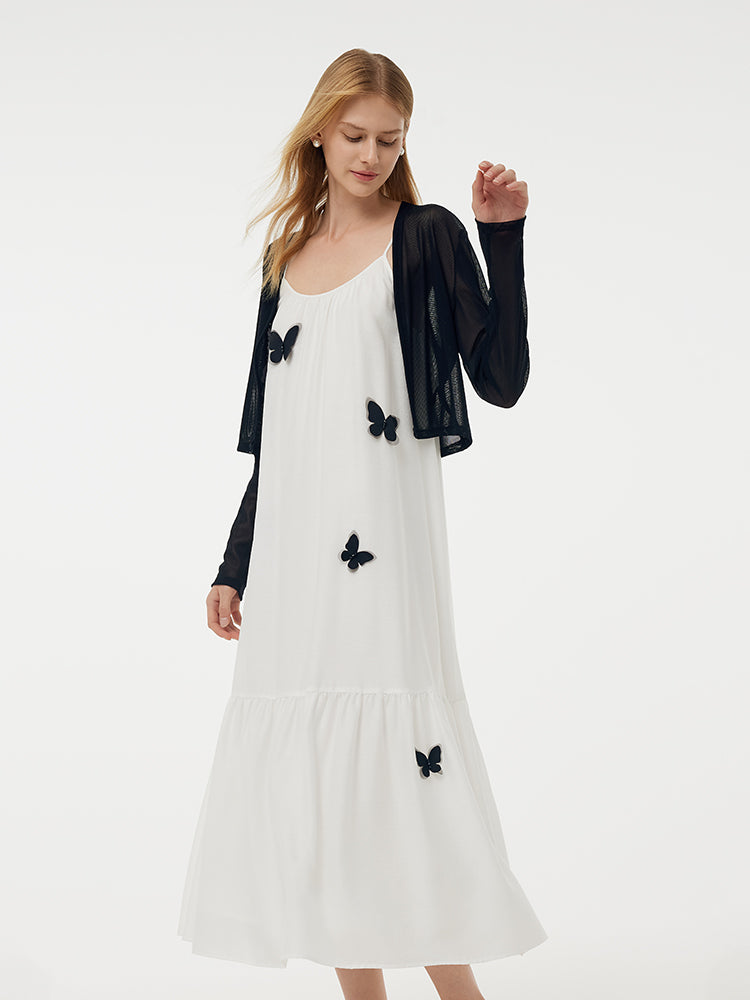 Acetate 3D Butterfly Maxi Dress And Cardigan Two-Piece Set GOELIA
