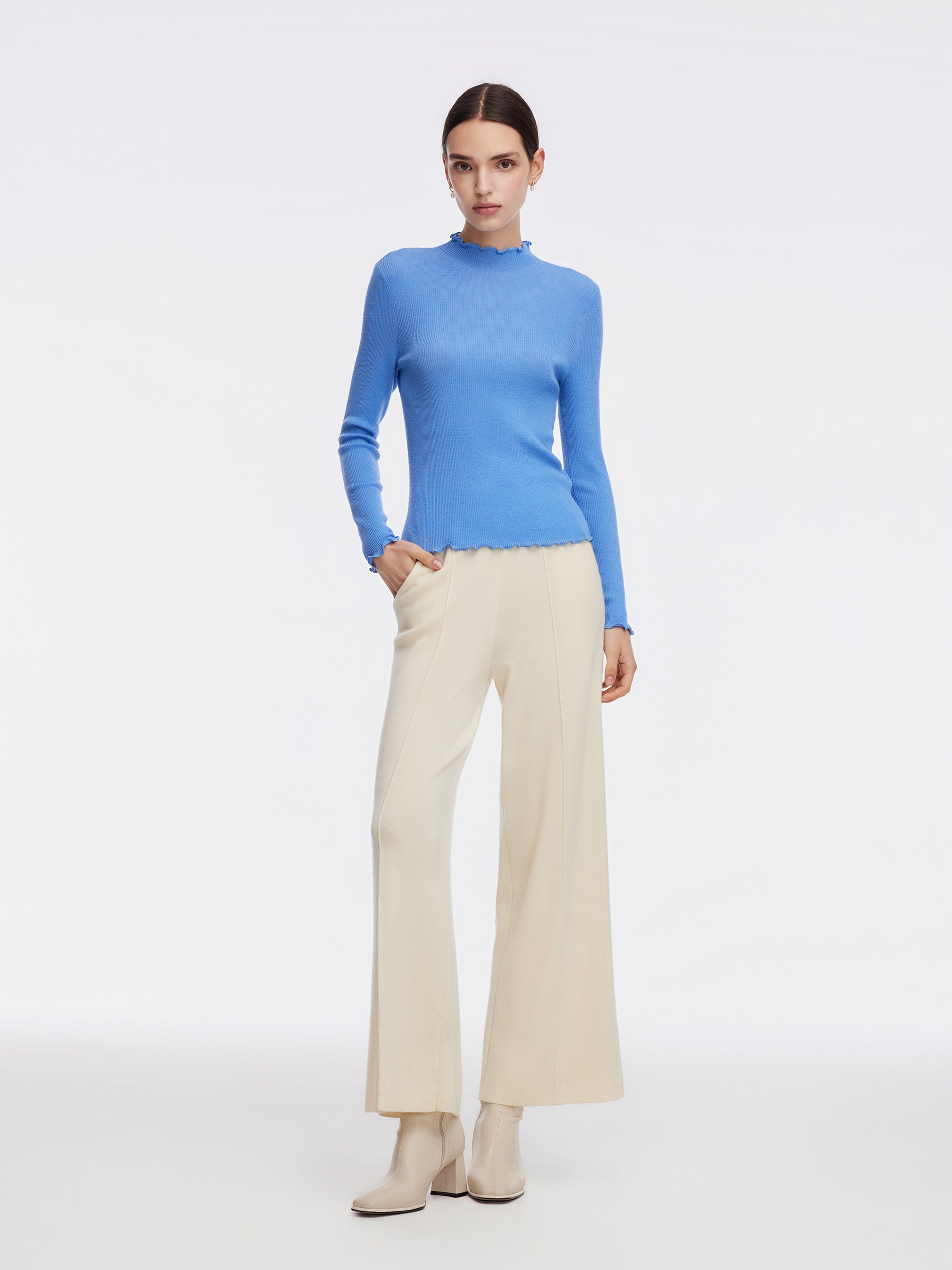 [Preview] Tencel Wool Blend Straight Wide Leg Women Pants GOELIA