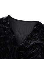 Velvet Twist Front Women V-Neck Pleated Maxi Dress GOELIA