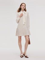 Pleated Sleeveless Mini Dress And Shirt Two-Piece Set With Ribbon GOELIA