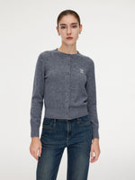 100% Wool Letter Embroidered Women Cardigan GOELIA