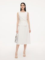 Triacetate Blend Mock Layered Women Sleeveless Midi Dress GOELIA