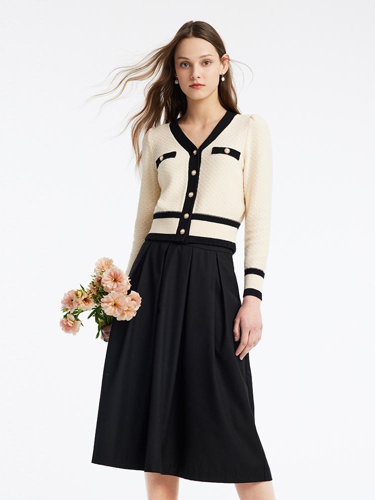 Lapeled Cardigan&Skirt Tweed 2Pcs