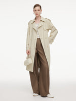 Cotton Blend Double-Breasted Women Belted Trench Coat GOELIA