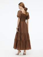 Tencel Blend Women Smocked Maxi Dress GOELIA