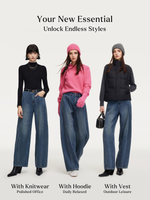Denim Fleece Lined Women Tapered Jeans GOELIA