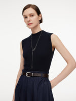 Lyocell Blend Patchwork Women Sleeveless Maxi Dress With Belt GOELIA