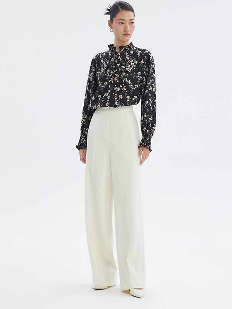 Wool High Waist Wide-leg Pants GOELIA