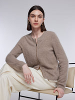 [Preview] 100% Brushed Cashmere Two-Way Zip Women Cardigan GOELIA