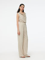 100% Linen Cowl Neck Women Tank Top GOELIA