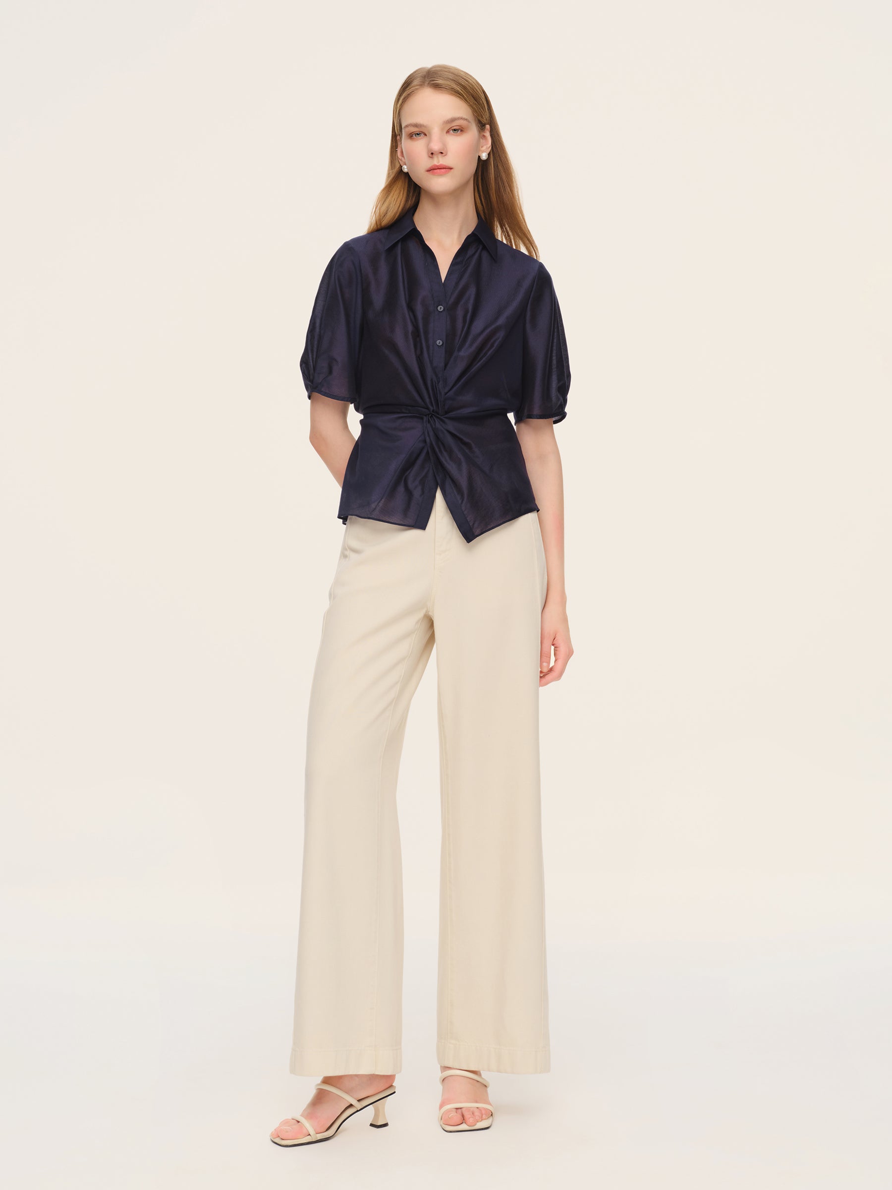 [Preview] Tencel Blend Twist Front Women Blouse GOELIA