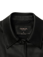 Eco-Friendly Leather Lapel Women Crop Jacket GOELIA