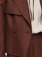 Tencel Acetate Linen Blend Women Trench Jacket With Belt GOELIA