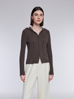 [Preview] 100% Wool Two-Way Zip Women Hooded Cardigan GOELIA