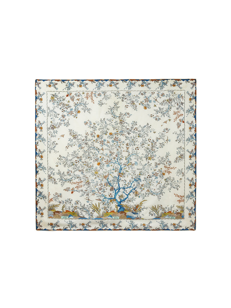 GG Scarf 90CM  White Multi-Colored Floral Mulberry Silk 286774