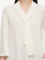 22MM Mulberry Silk Tie Neck Women 3/4 Sleeve Blouse GOELIA