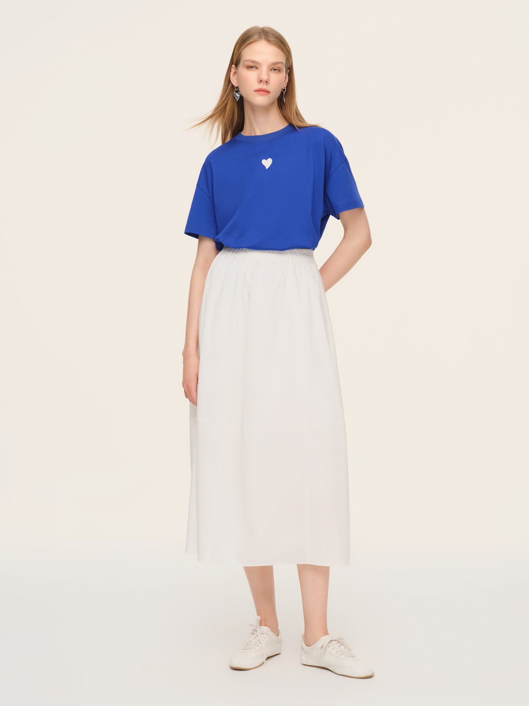 Cotton Blend Elastic Waist Women Skirt GOELIA