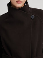 Cashmere Wool Blend Convertible Collar Women Wrap Coat GOELIA