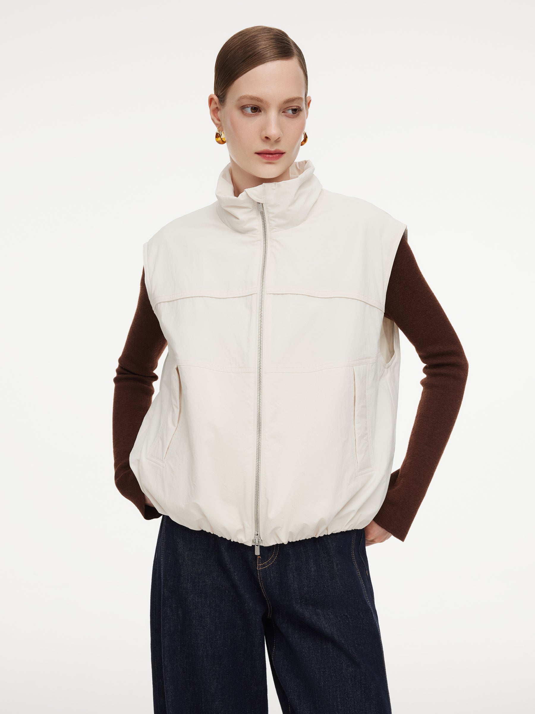 [Preview] Stand Collar Padded Women Zip-Up Vest GOELIA