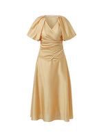 Puff Sleeves Wrapped Top And Skirt With Bottomed Camisole Three-Piece Set GOELIA