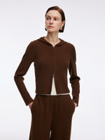 Tencel Wool Blend Faux Two-Piece Zip-Up Knit Top And Pants Two-Piece Set GOELIA
