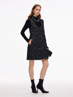 Wool Blend Sleeveless Mini Dress And Mock Neck Knit Top Two-Piece Set GOELIA
