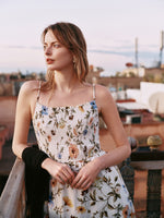 Tencel Blend Cardigan And Floral Print Strap Dress Two-Piece Set GOELIA